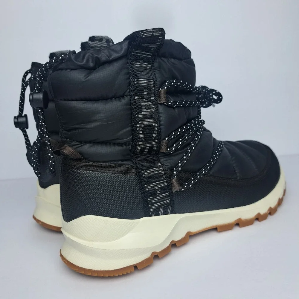 The North Face Thermoball Lace Up Boots Black White Womens Size 9 Snow Winter